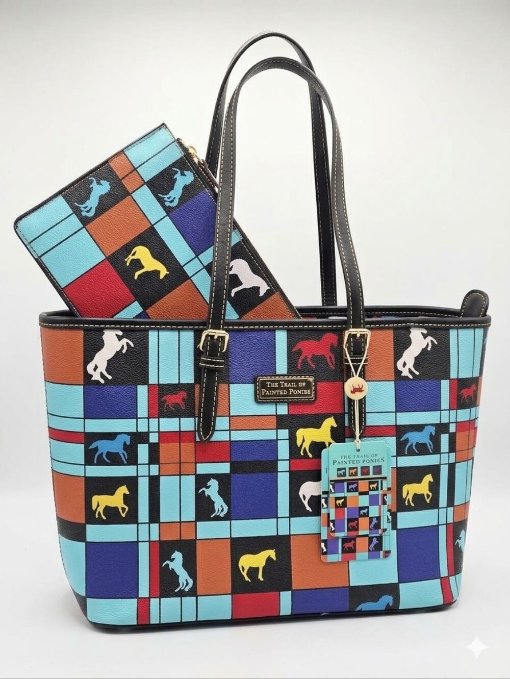Montana West Trail of the Painted Ponies Tote With Pouch NWT